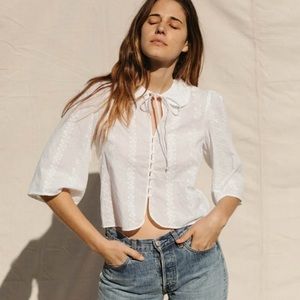 Christy Dawn Uma Top XS EUC Cream Floral Eyelet